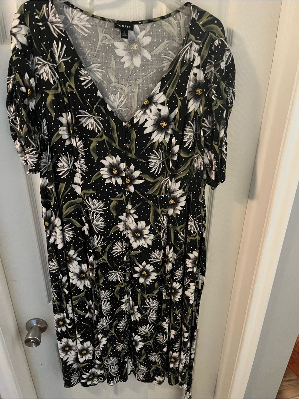 Torrid size 2  black floral button down dress